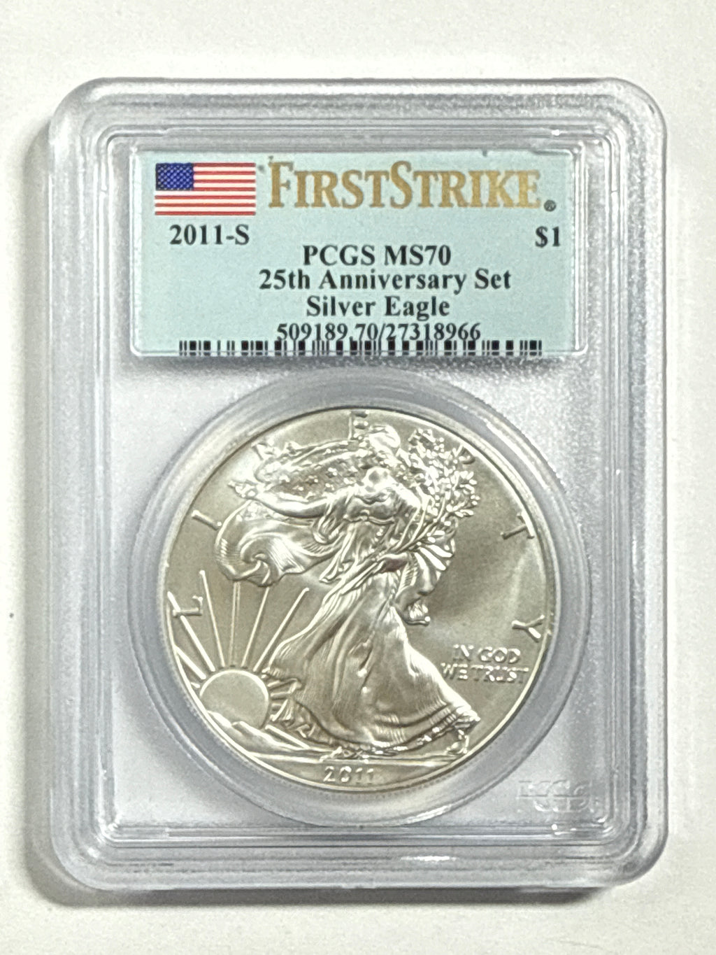 2011  Silver Eagle PCGS First Strike 5- piece set 25th Anniversary with Display Box