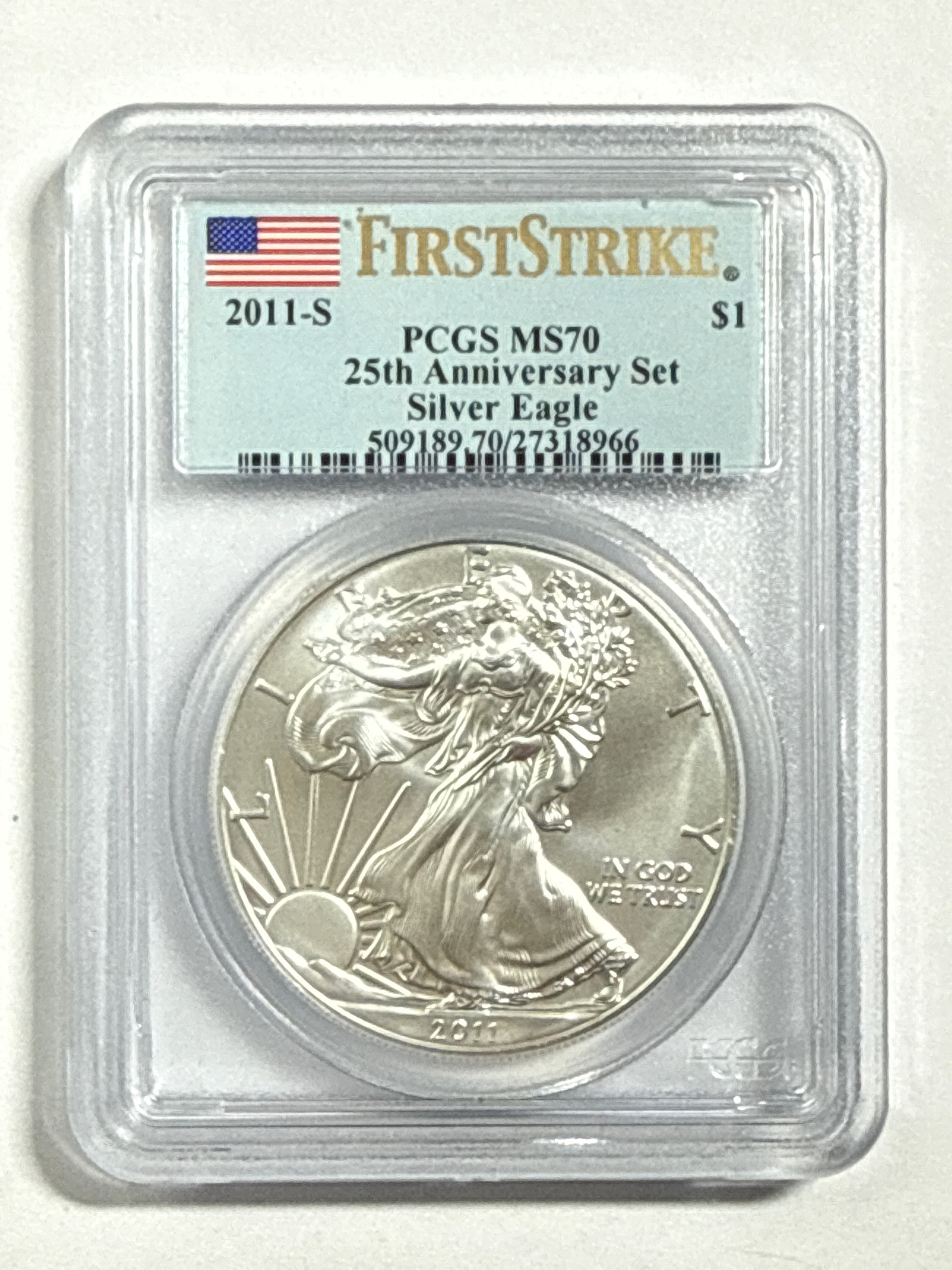 2011  Silver Eagle PCGS First Strike 5- piece set 25th Anniversary with Display Box