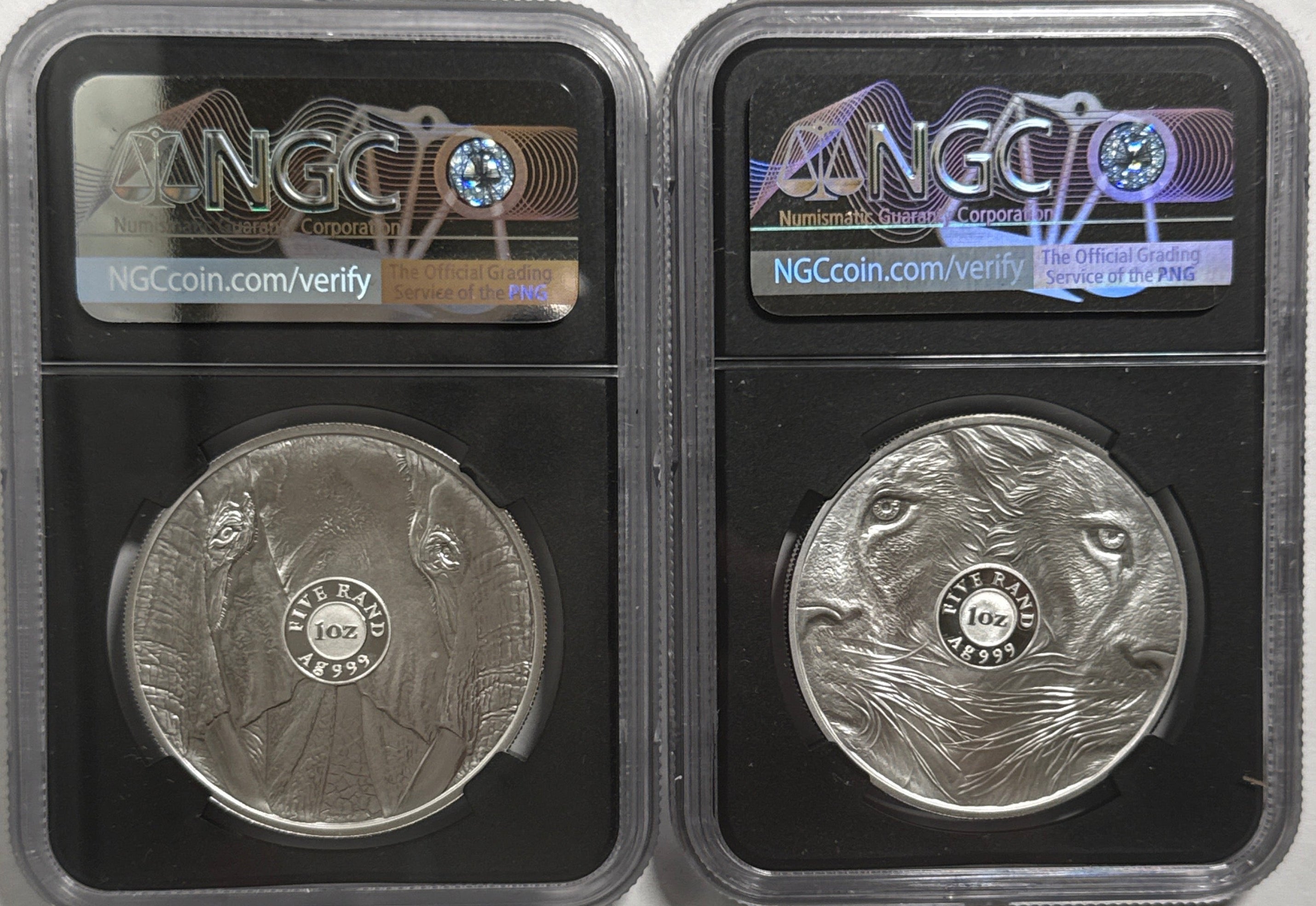 2021-2022 South Africa S 5R Big 5 Series II Elephant & Lion 2-Coin Set NGC FDI PF70 UCAM