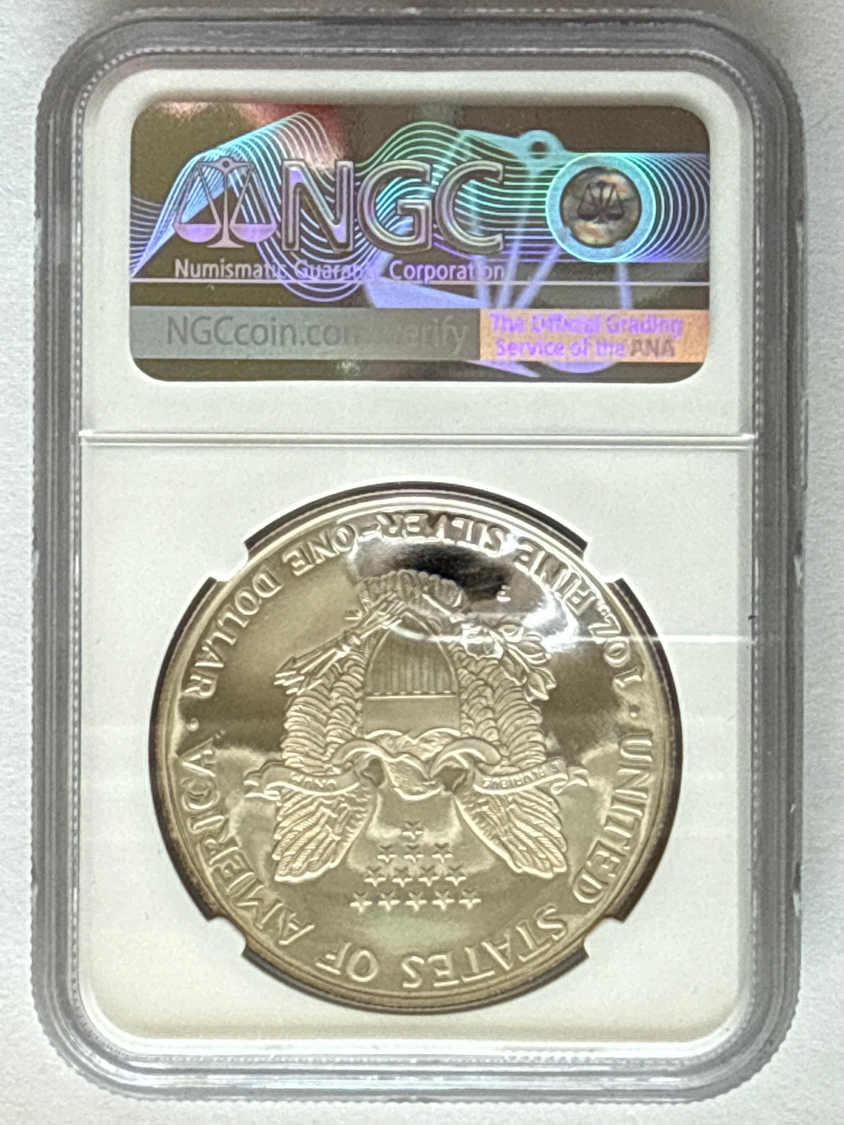 1998-P American Silver Eagle NGC 1 oz PF70 UCAM  J. M. Mercanti hand signed Art Label