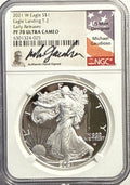 2021-W American Silver Eagle $1 Eagle Landing T-2 NGC ER  PF70 UCAM Michael Gaudioso Hand-Signed.