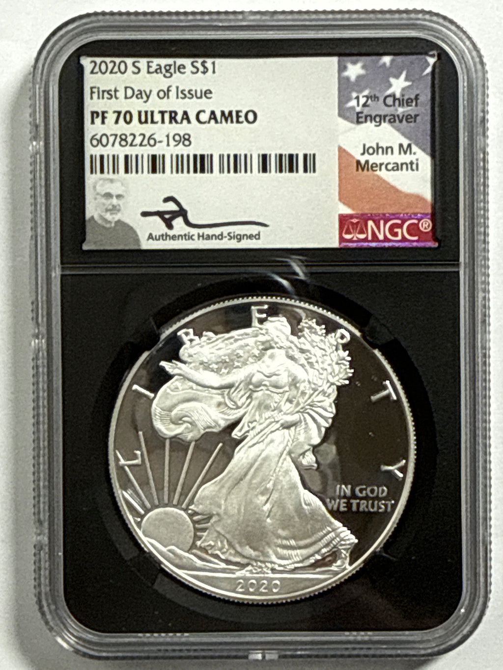 2020-S American Silver Eagle T-1 3 Piece Set NGC FDOI PF70 UCAM Mercanti/Jones/Moy Hand Signed