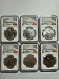 2021-CC/D/O/P/S Morgan/Peace Silver Dollar 6 piece set NGC MS70 Advance Release Thomas Uram Hand Signed