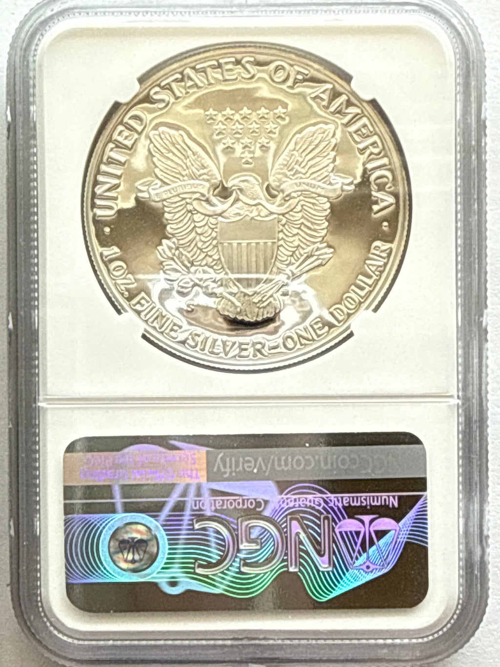 1987-S American Silver Eagle NGC 1 oz PF70 UCAM  J. M. Mercanti hand signed pop #3 Art Label