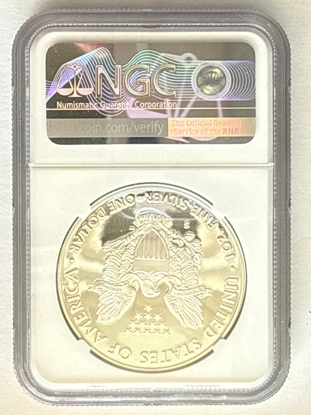 W 2019-W American Silver Eagle NGC 1 oz PF70 UCAM FDOI Congratulations Set J. M. Mercanti hand signed Flag Label Congratulations Set