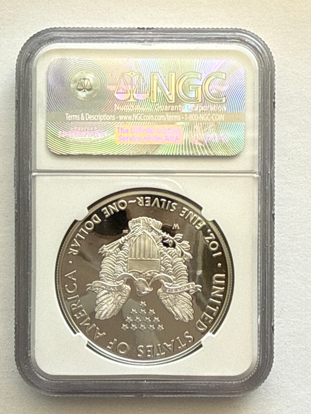 2018-W American Silver Eagle NGC 1 oz PF70 UCAM FDOI J. M. Mercanti hand signed Flag Label