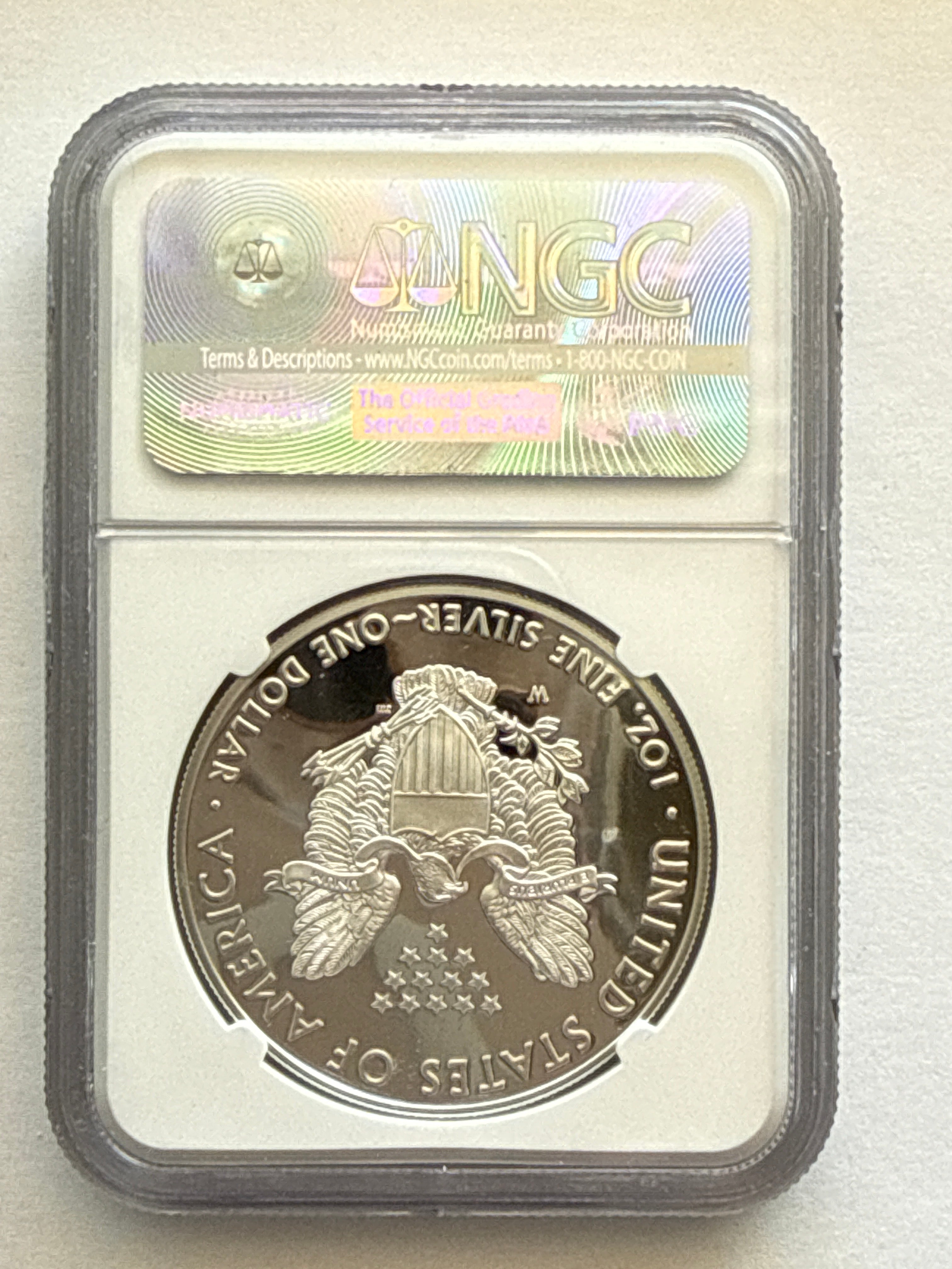 2018-W American Silver Eagle NGC 1 oz PF70 UCAM FDOI J. M. Mercanti hand signed Flag Label