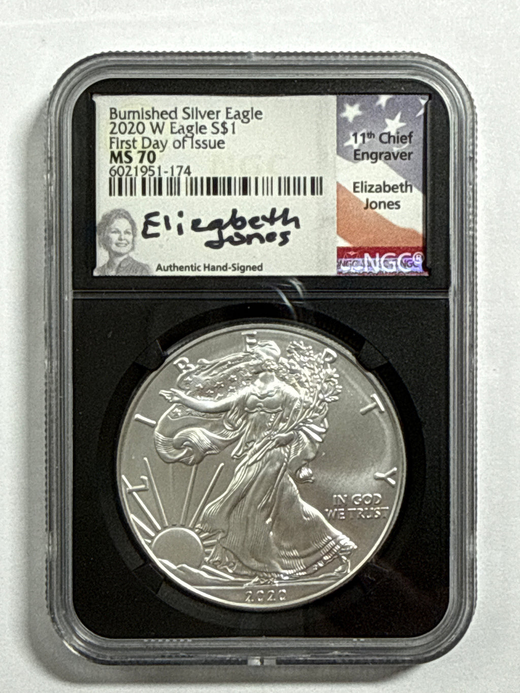 2020-W Burnished American Silver Eagle 3 piece set NGS MS70 FDOI First Day Of Location Issue SetMercanti/Jones/Moy with display box