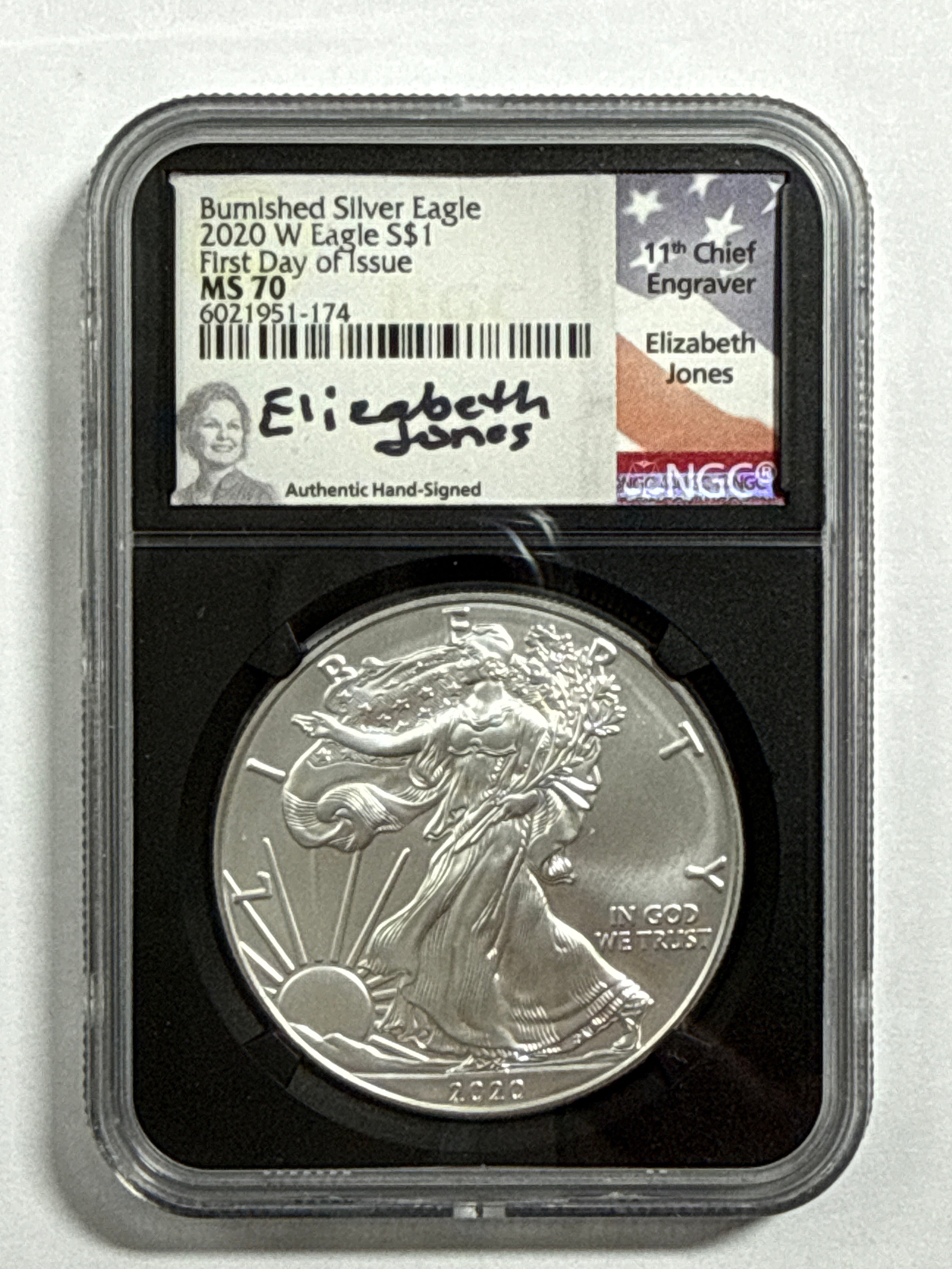 2020-W Burnished American Silver Eagle 3 piece set NGS MS70 FDOI First Day Of Location Issue SetMercanti/Jones/Moy with display box