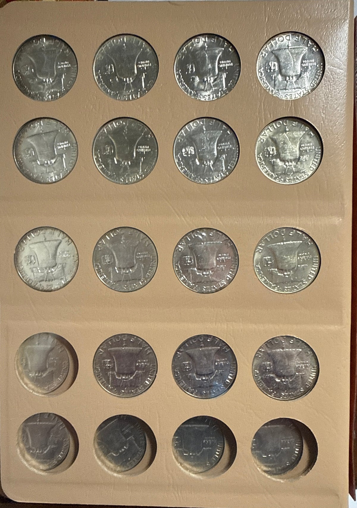 1948-1963-D,P,S  American Franklin Silver Half Dollar Complete Set 35 coins  in Dansco COA 90 % silver.
