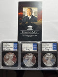 2019-S Ameican Silver Eagle 3 Piece Set NGC PF70 UCAM First Day - Denver/Philadelphia/Washington Edmund Moy Hand Signed