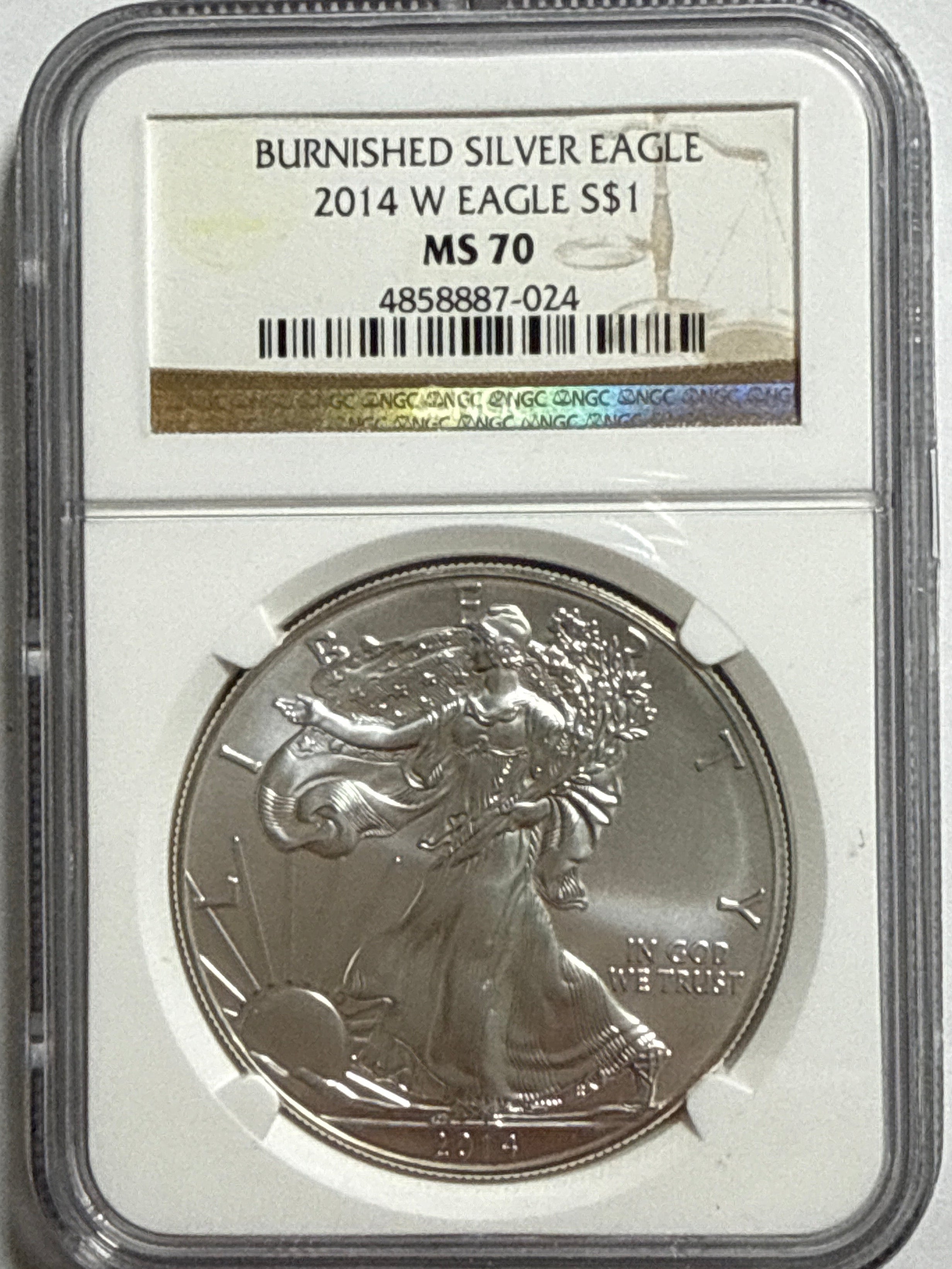 2014-W Burnished American Silver Eagle 1 oz MS70 NGC