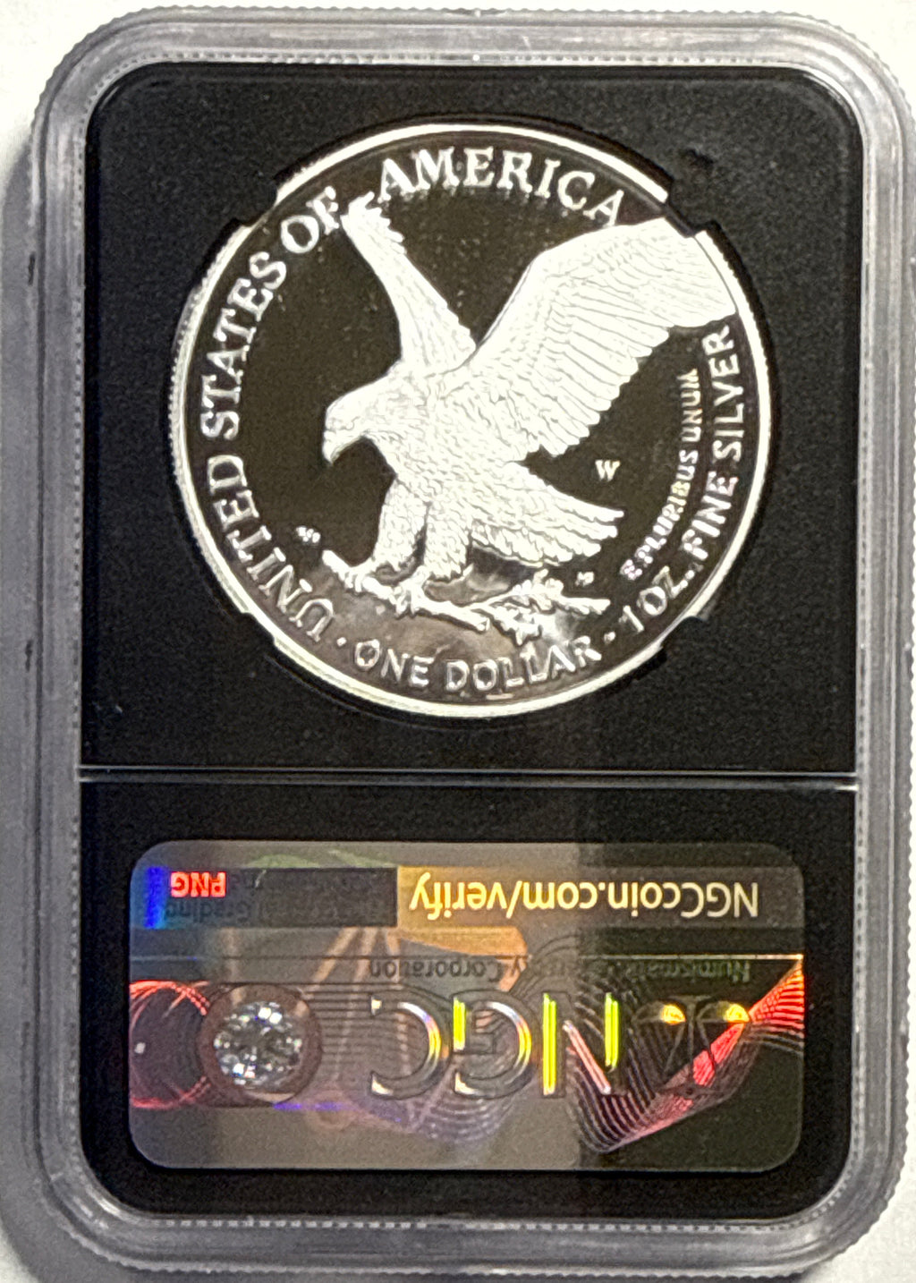 2021-S American Silver Eagle $1 Eagle Landing T-2 NGC FDI Reverse PF70 Black Core David Ryder.