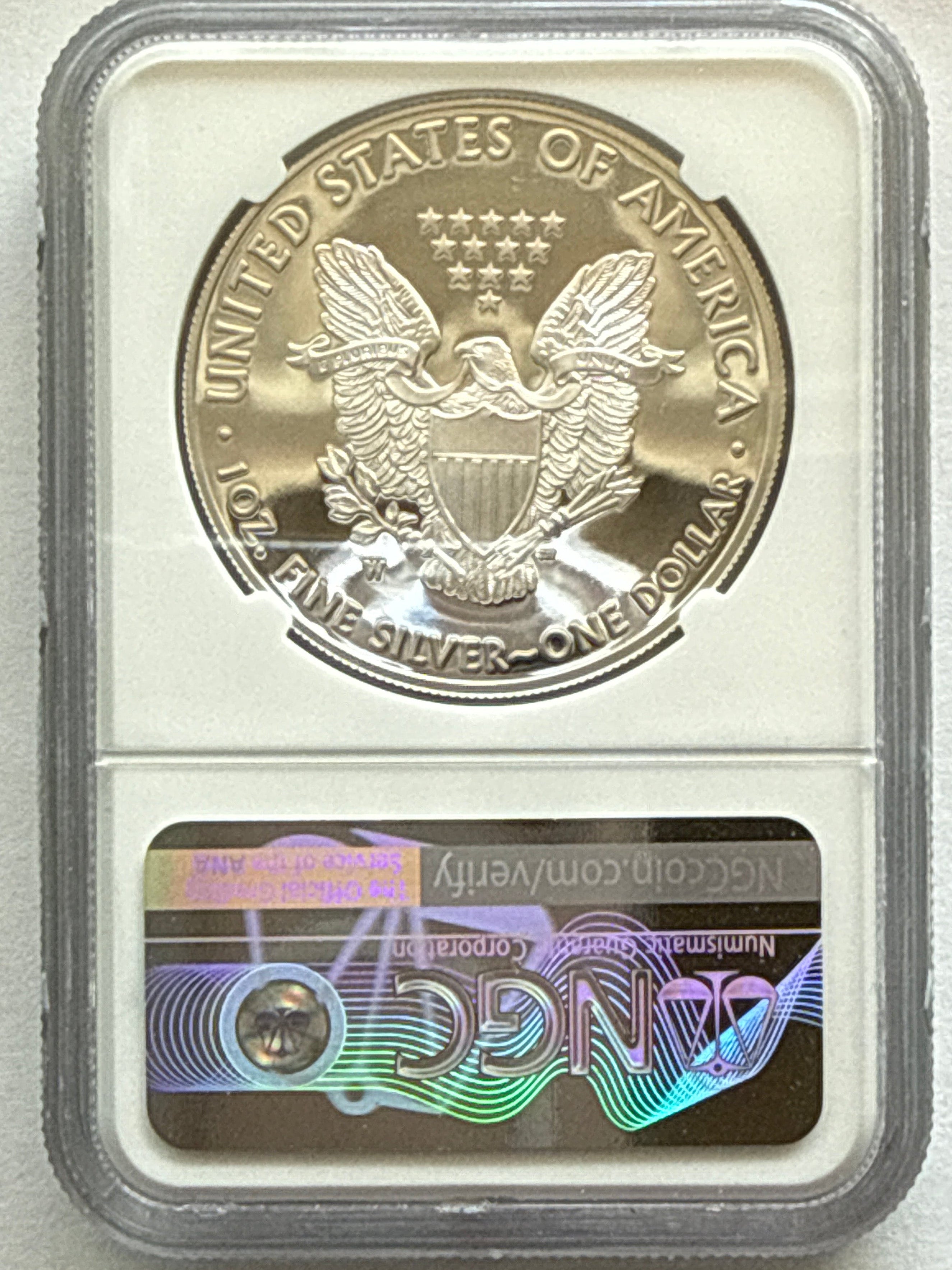 2019-W American Silver Eagle NGC 1 oz PF70 UCAM FDOI J. M. Mercanti hand signed  Flag Label