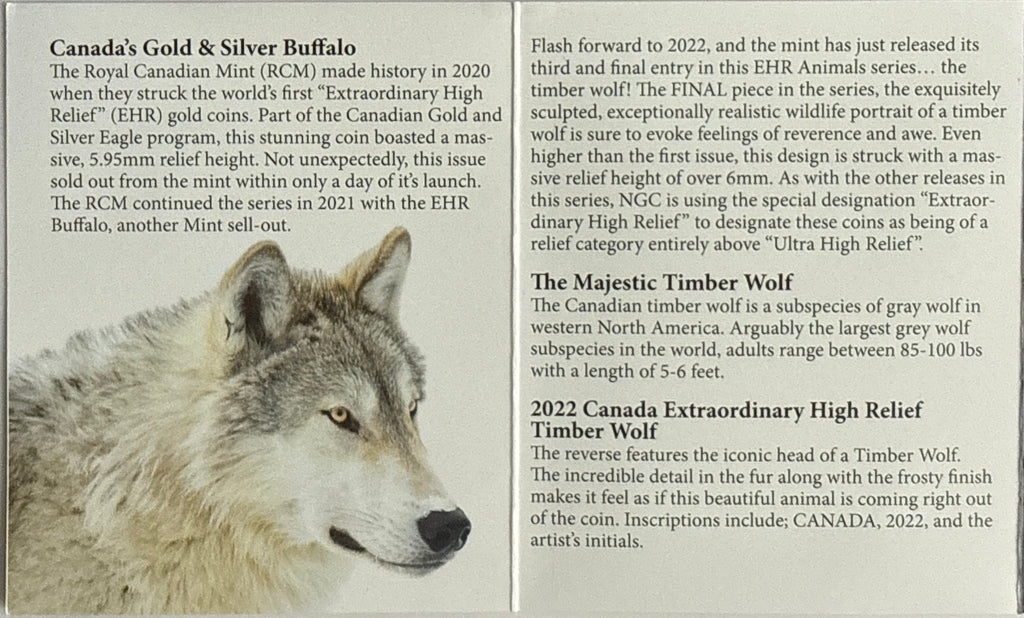 2022 Canada $25 Silver Timber Wolf Extraordinary High Relief NGC First Day of production PF70 UCAM Susan Taylor Hand Signed