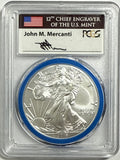 2018-W Burnished American Silver Eagle PCGS SP70 FDOI Mint Engravers Series John Mercanti