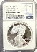 2021-W American Silver Eagle $1 Eagle Landing T-2 NGC  ER PF70 UCAM