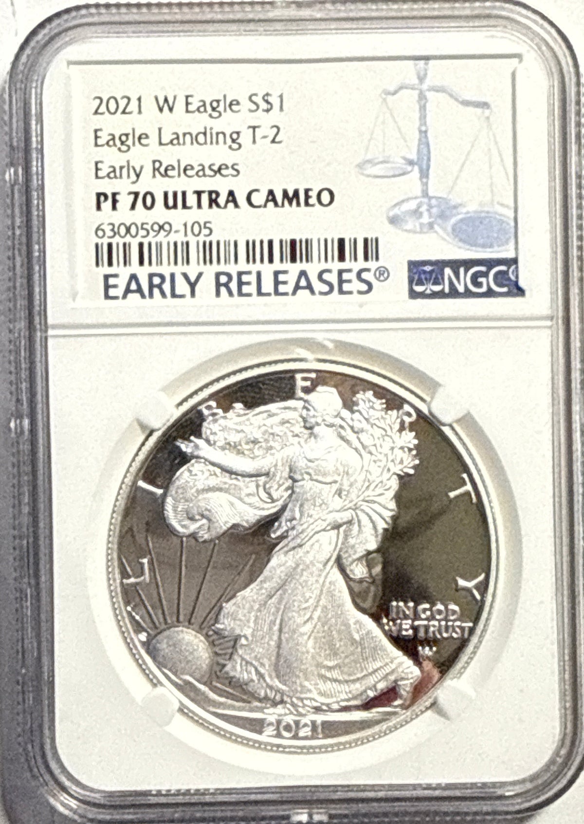 2021-W American Silver Eagle $1 Eagle Landing T-2 NGC  ER PF70 UCAM