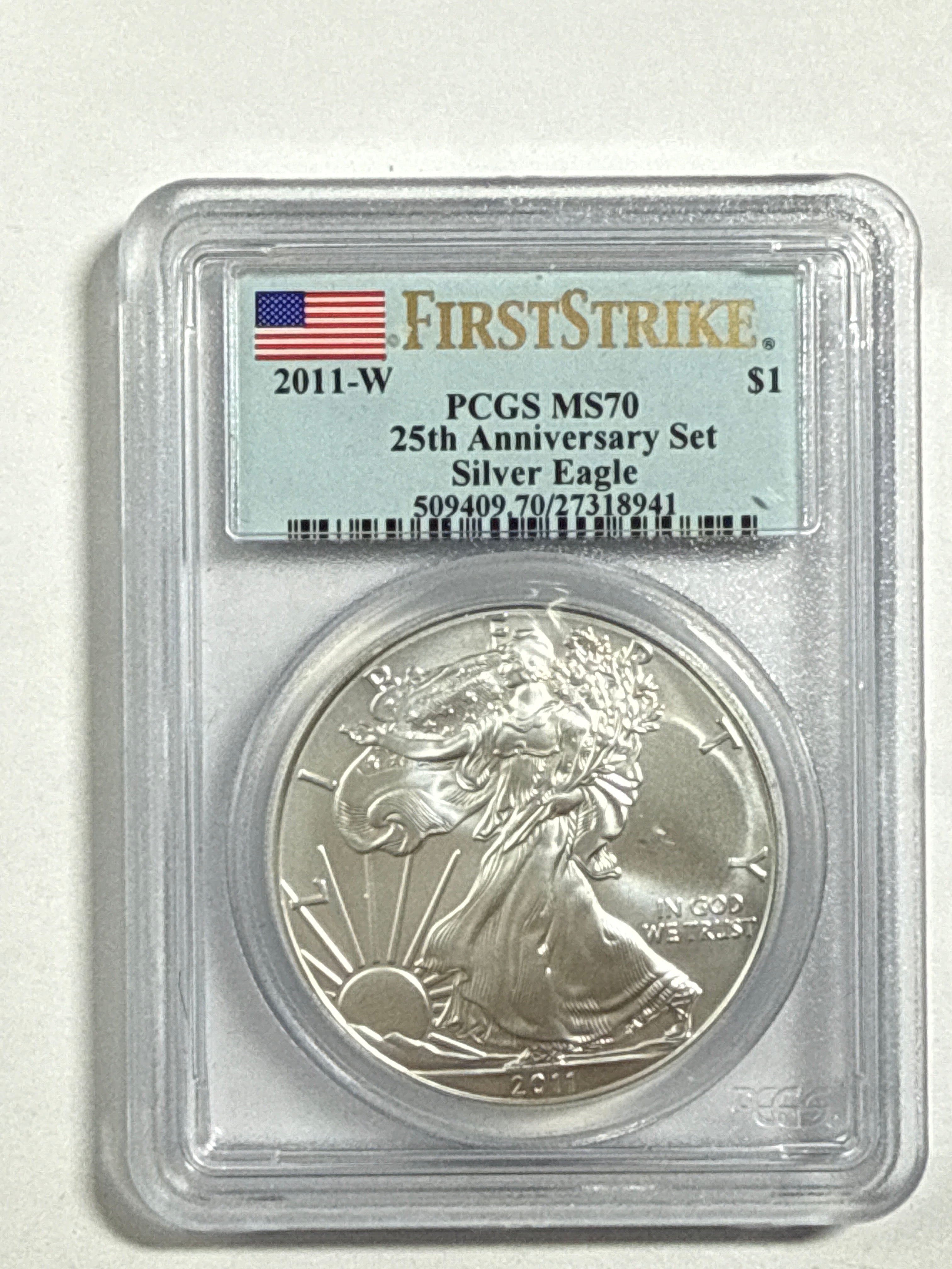 2011  Silver Eagle PCGS First Strike 5- piece set 25th Anniversary with Display Box