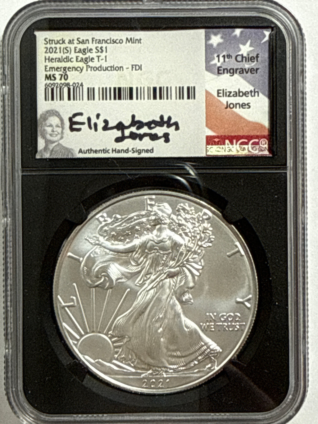 2021-P/S American Silver Eagle T-1 Emergency Production 6-Coin Box Set NGC MS70 FDOI Mercanti/Jones/Moy