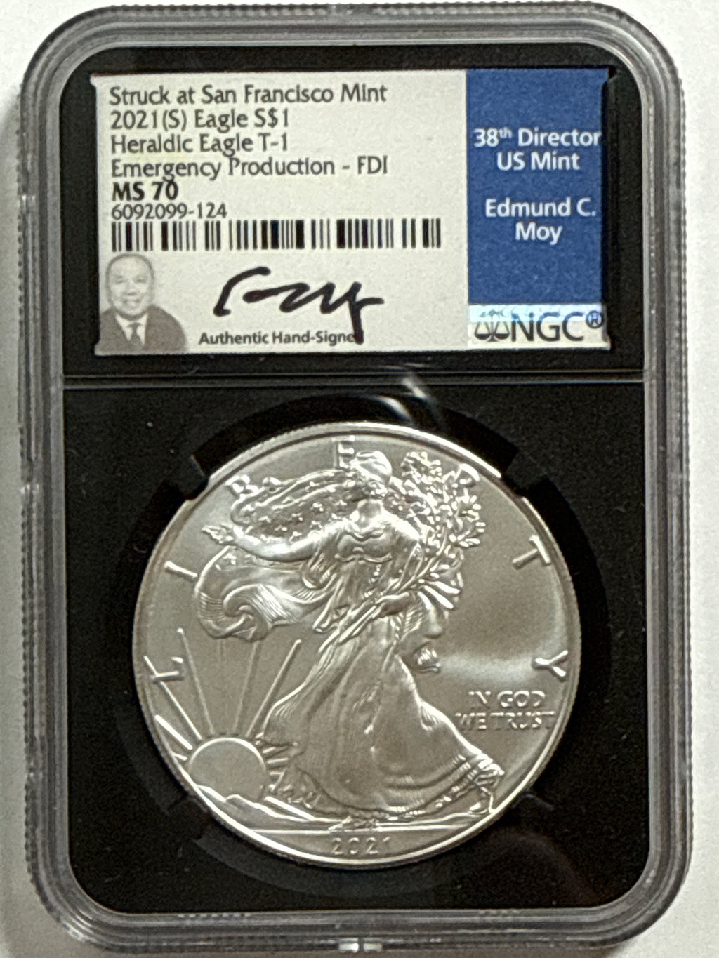 2021-P/S American Silver Eagle T-1 Emergency Production 6-Coin Box Set NGC MS70 FDOI Mercanti/Jones/Moy