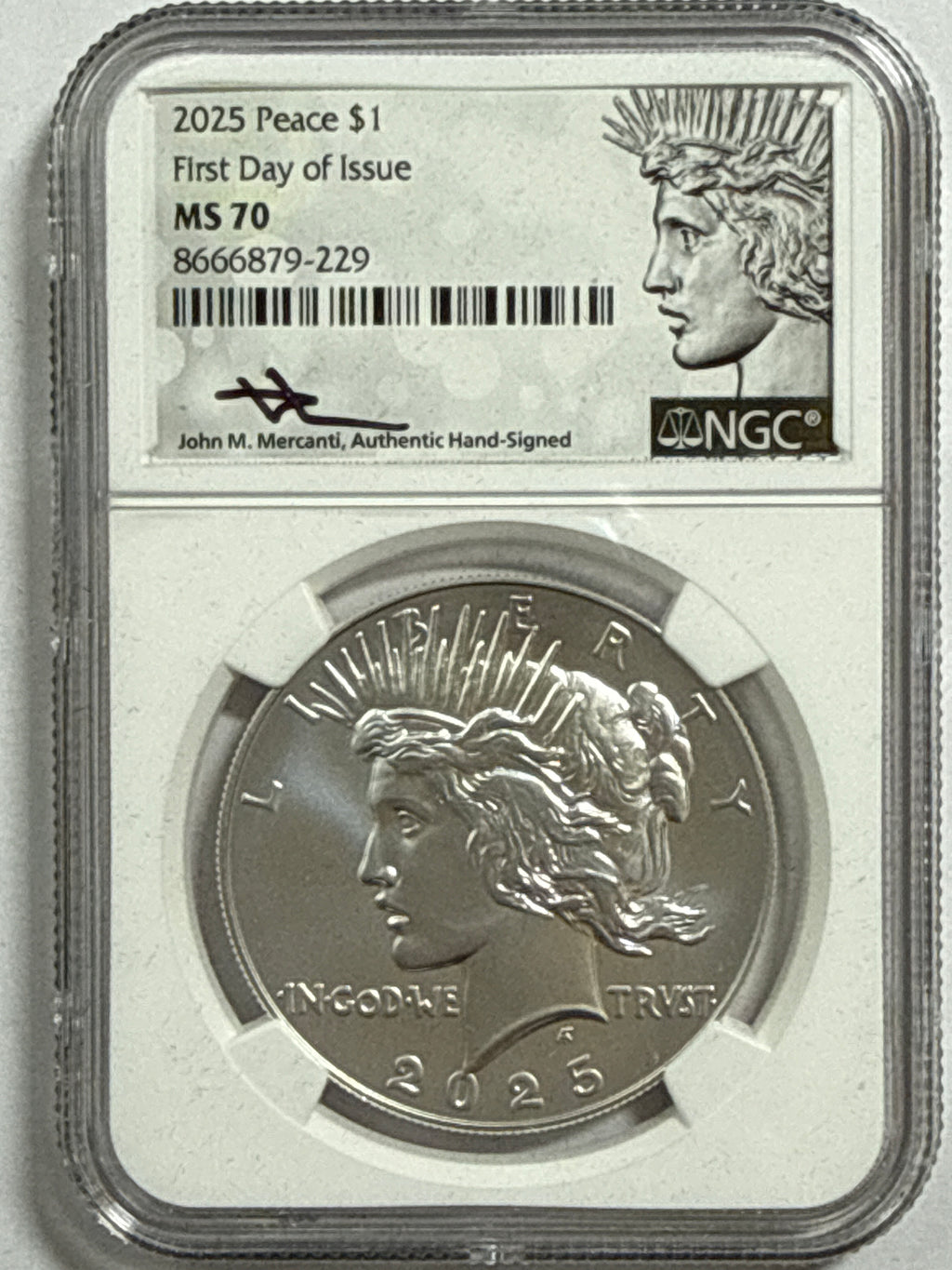 2025-P/S Morgan/Peace Silver Dollar 4 Piece Set NGC FDOI MS70/PF70 UCAM John Mercanti Hand Signed