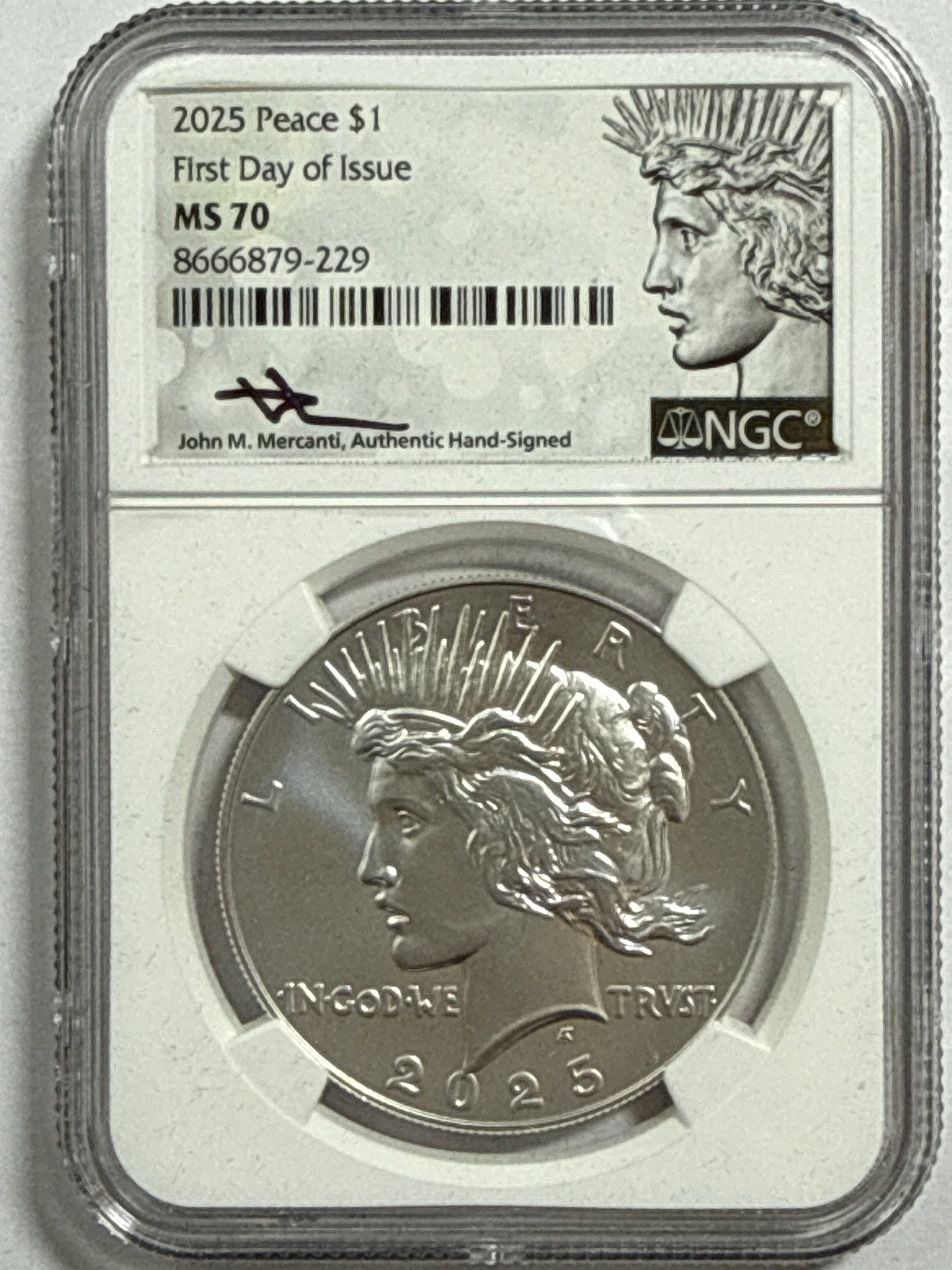 2025-P/S Morgan/Peace Silver Dollar 4 Piece Set NGC FDOI MS70/PF70 UCAM John Mercanti Hand Signed