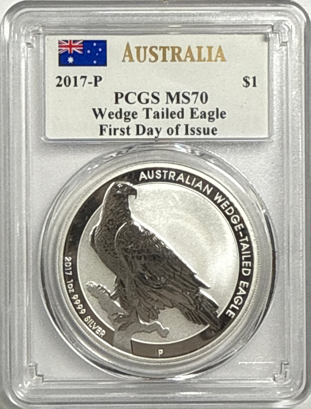 2017-P Australia $1 Silver Wedge-Tail Eagle PCGS FDI MS70 Mercanti