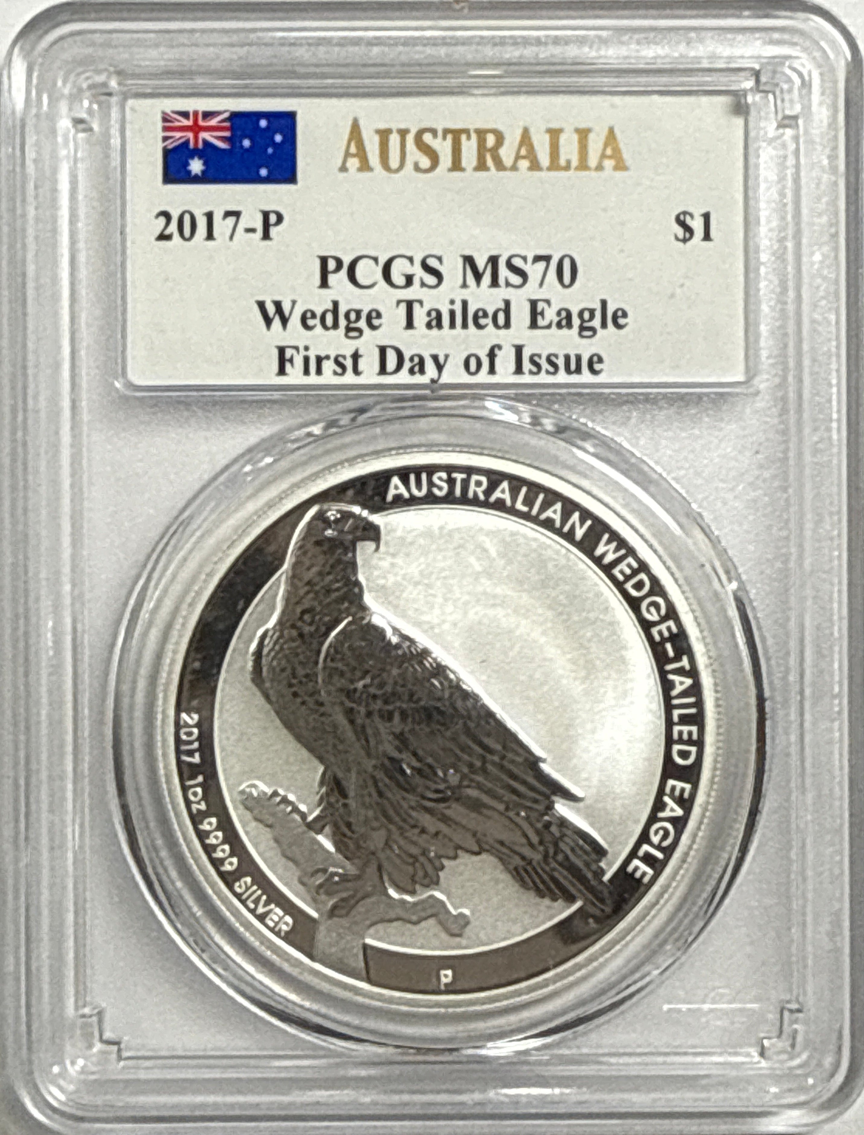 2017-P Australia $1 Silver Wedge-Tail Eagle PCGS FDI MS70 Mercanti