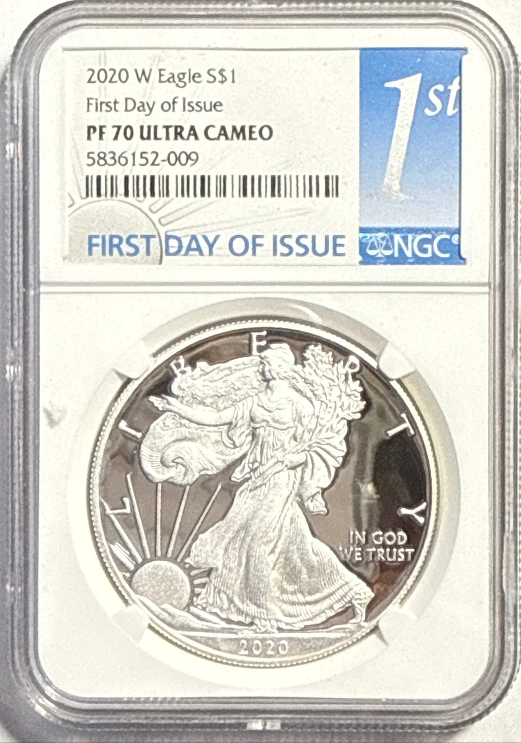 2020-W American Silver Eagle $1 NGC FDI PF70 UCAM Blue Label