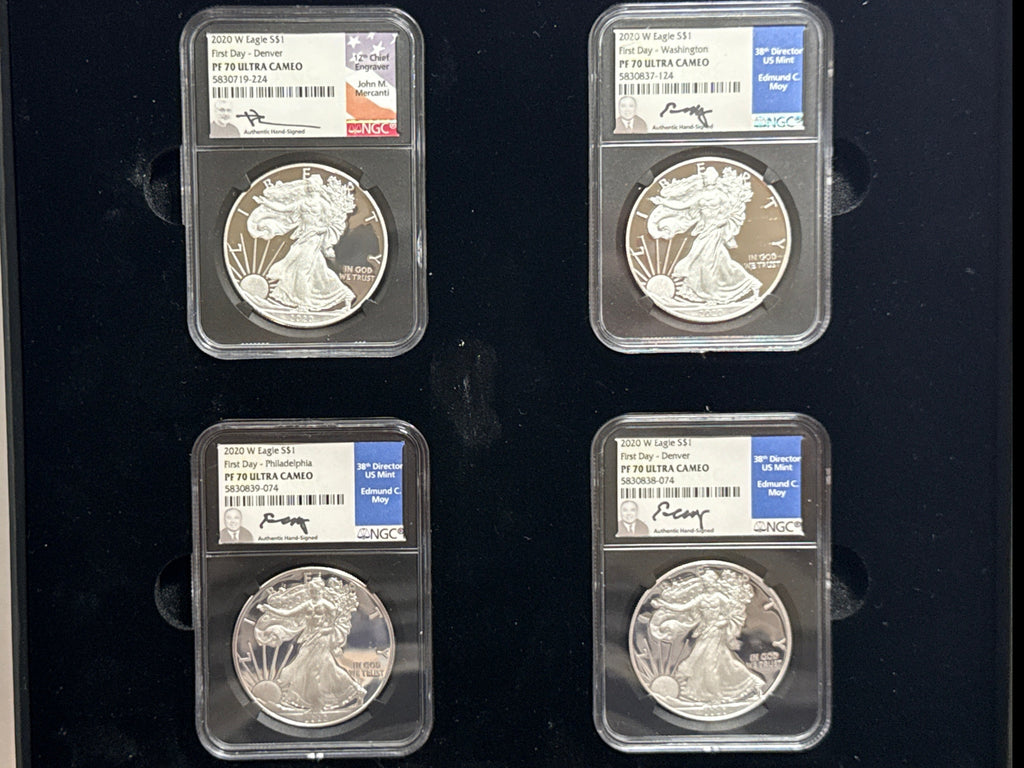 2020-W American Silver Eagle 9 Piece Set NGC PF70 UCAM First Day - Denver/Philadelphia/Washington Mercanti/Moy/Jones