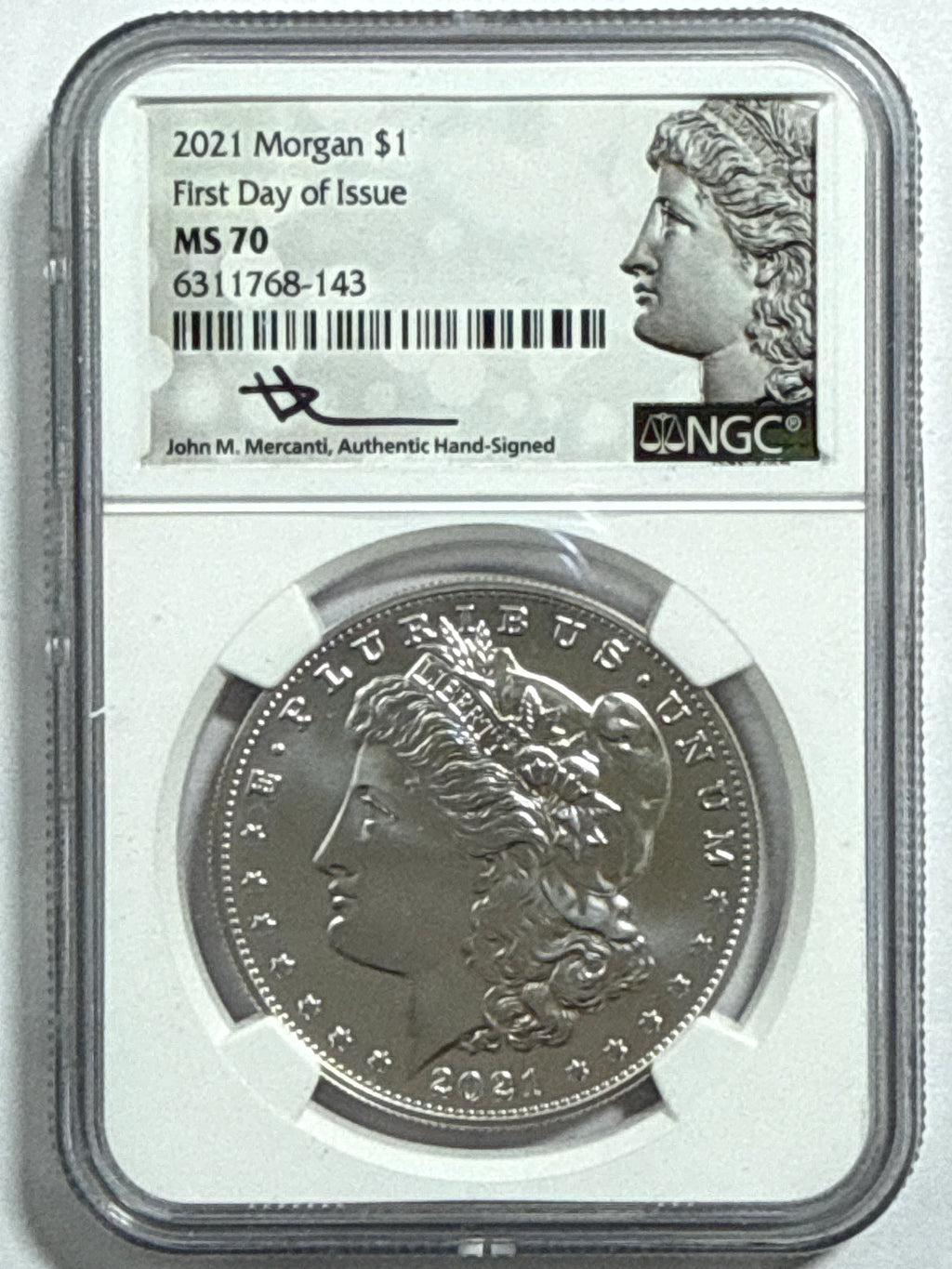 2021-CC/D/O/P/S Morgan/Peace Silver Dollar 6 Piece Set NGC MDS70 FDOI Mercanti Habd Signed