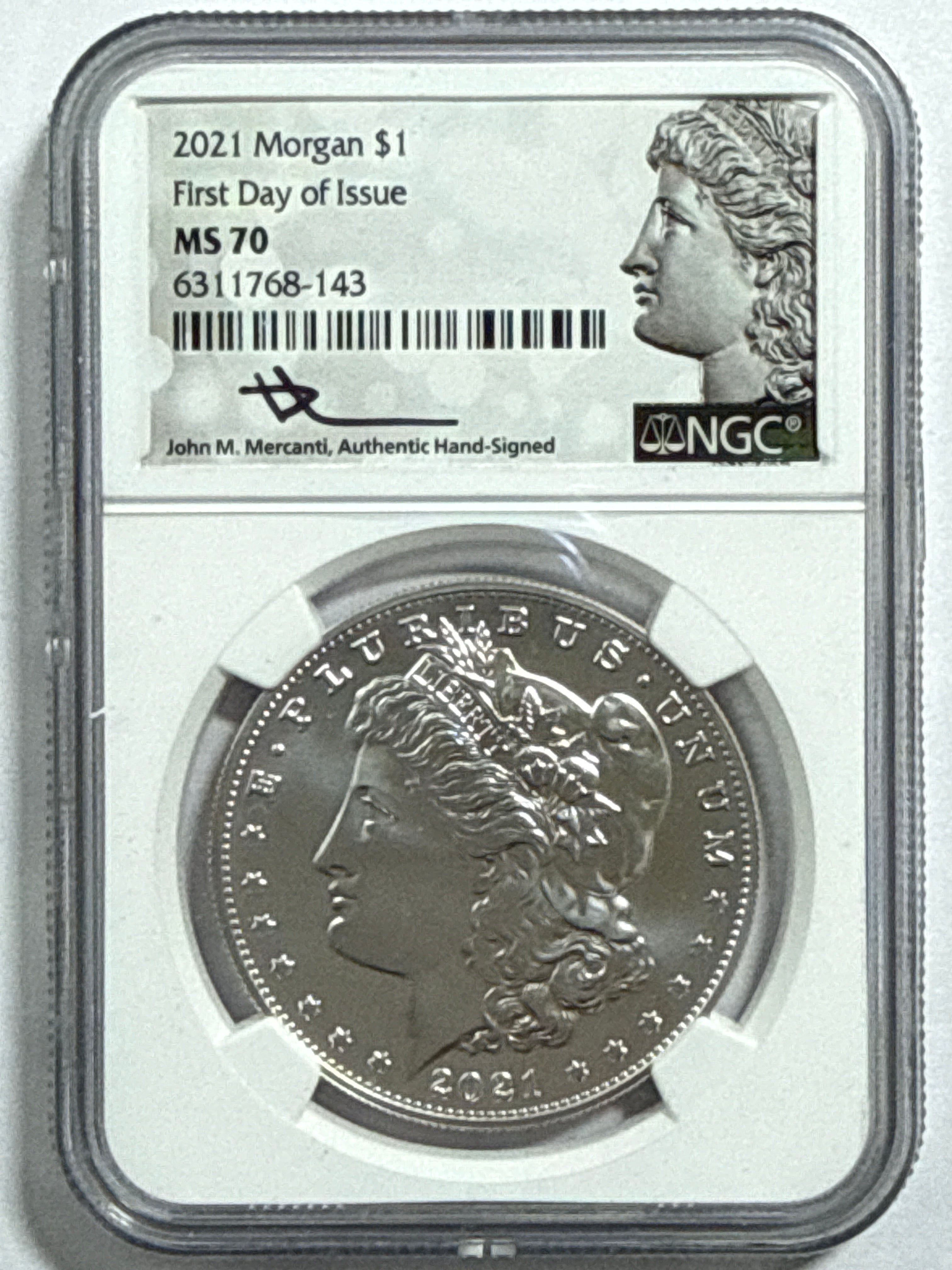 2021-CC/D/O/P/S Morgan/Peace Silver Dollar 6 Piece Set NGC MDS70 FDOI Mercanti Habd Signed