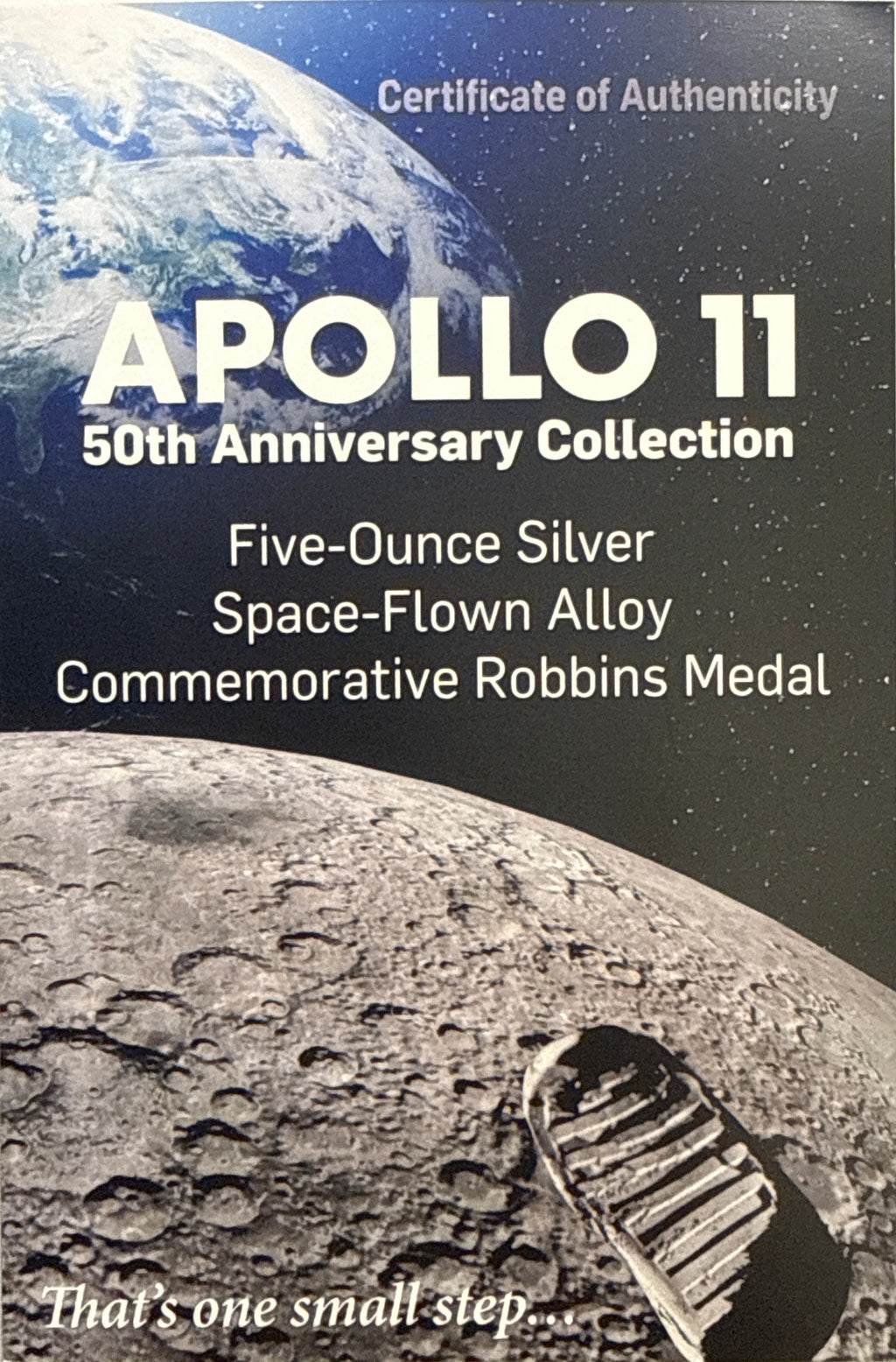 Vintage Vault: 2019 Apollo 11 50th Anniversary Robins Metal Restrike-5 oz Silver Contains Space Flown Material NGC MS70