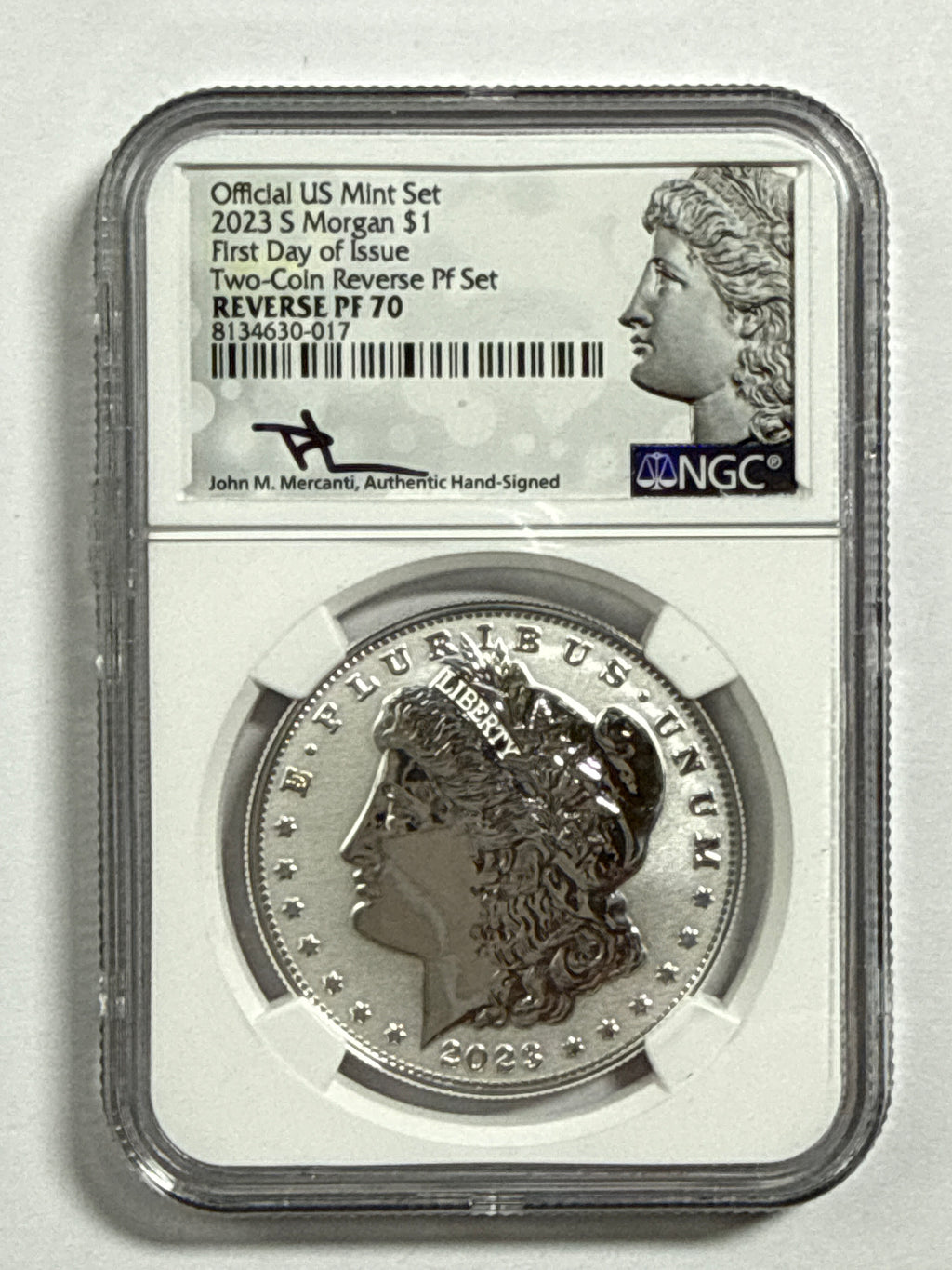2023-S Morgan/Peace Silver Dollar 4 piece Official US Mint Set NGC FDOI Two-Coin Reverse PF Set Reverse PF70 Mercanti/Ryder Hand Signed with Displaty Box