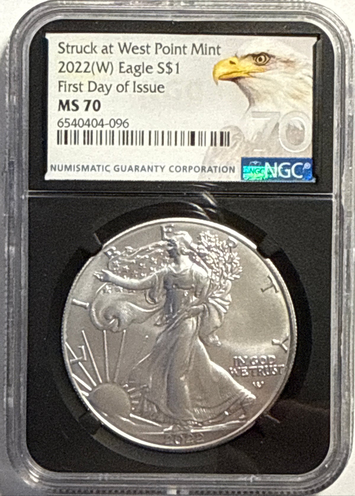 2022-W American Silver Eagle $1 NGC FDI MS70 Eagle 70 Label Black Core