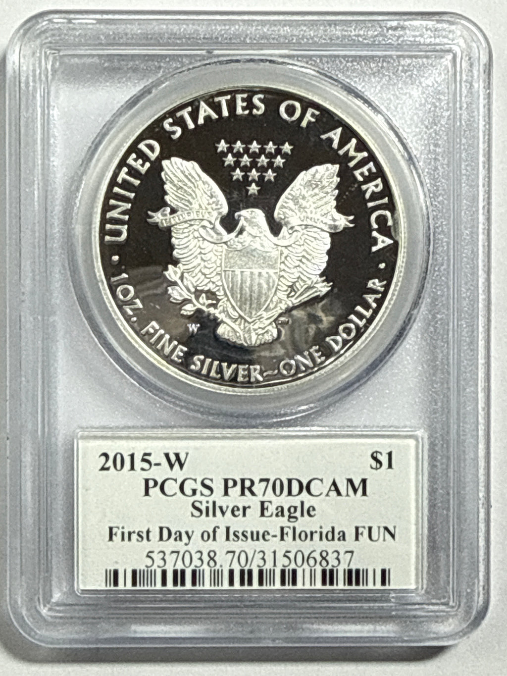 2015-W American Silver Eagle PCGS PRF70 DCAM FDOI 3 Coin Location Set-Florida Fun /Washington DC/PhiladelphiaMercanti