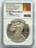 2016-W American Silver Eagle NGC 1 oz PF70 UCAM  J. M. Mercanti hand signed 2019 WP Mint Hoard 30th Anniv LE Art Label