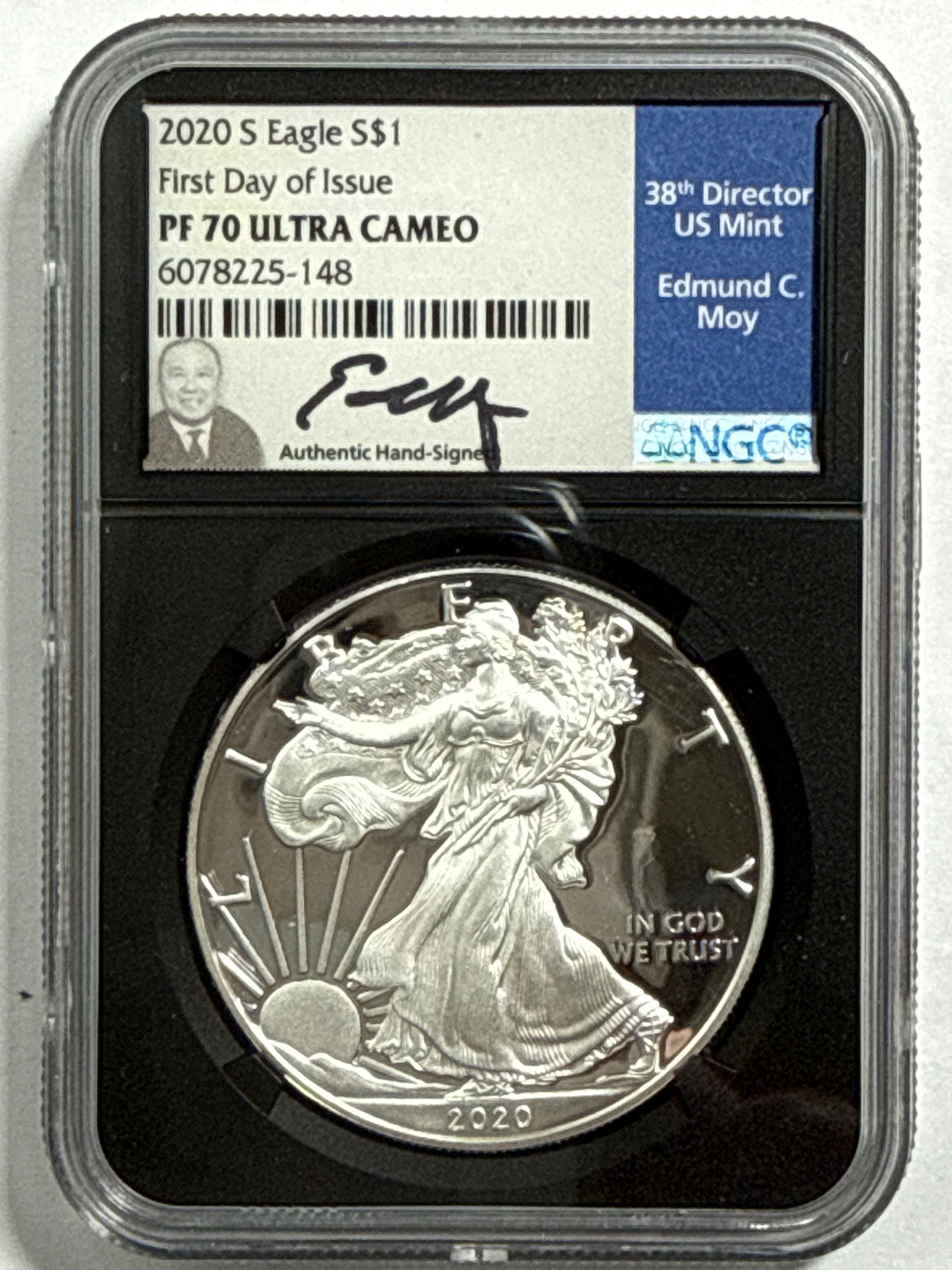 2020-S American Silver Eagle T-1 3 Piece Set NGC FDOI PF70 UCAM Mercanti/Jones/Moy Hand Signed