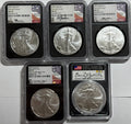 2025 American Silver Eagle 5 Coin Set NGC/PCGS FDOI MS70 NMercanti/Gaudioso/Ryder/Frost/Damstra