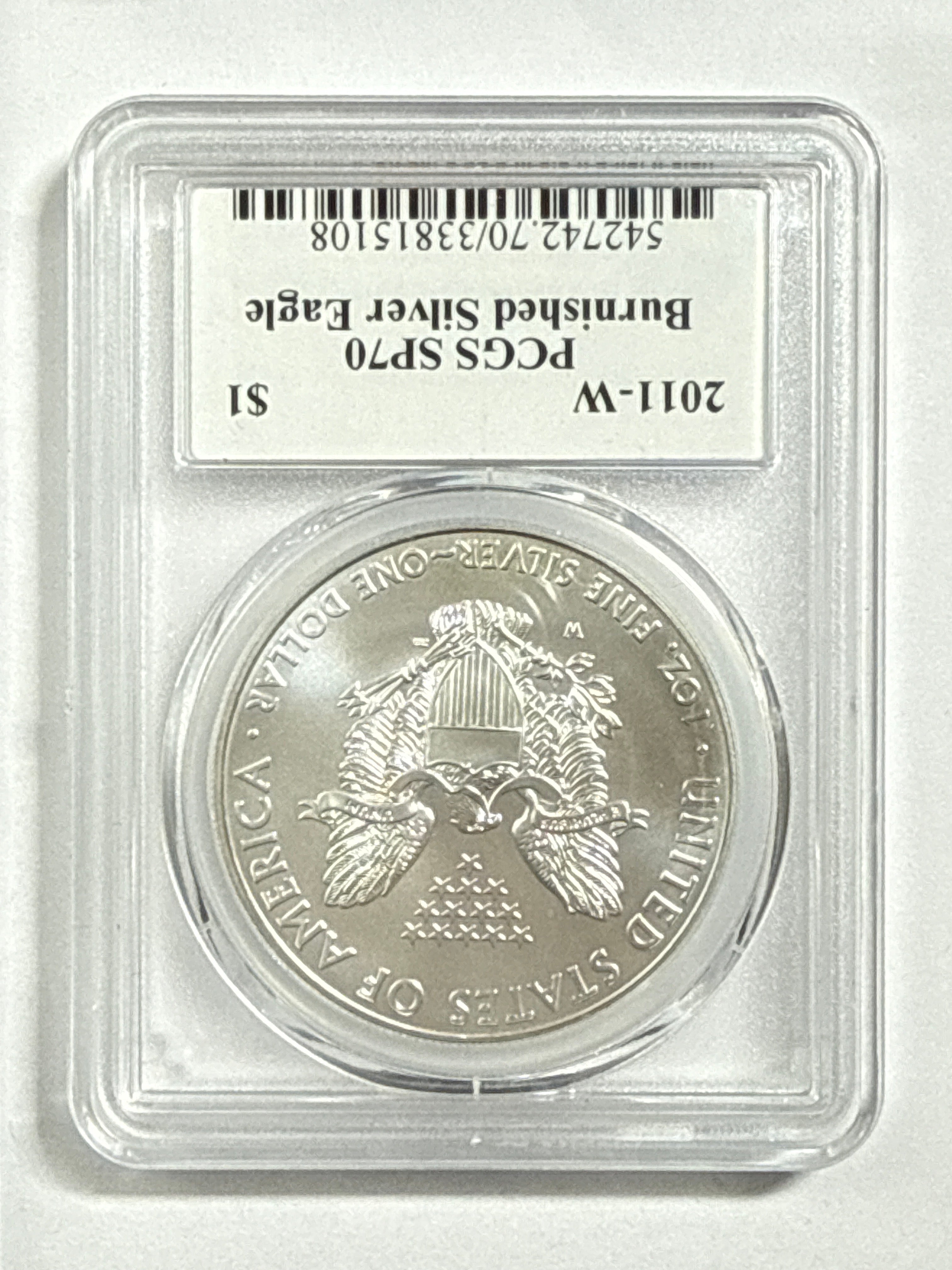 2011-W Burnished American Silver Eagle PCGS SP70 Edmund Moy