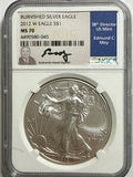 2012-W Burnished American Silver Eagle NGC MS70 Edmund C. Moy Hand Signed