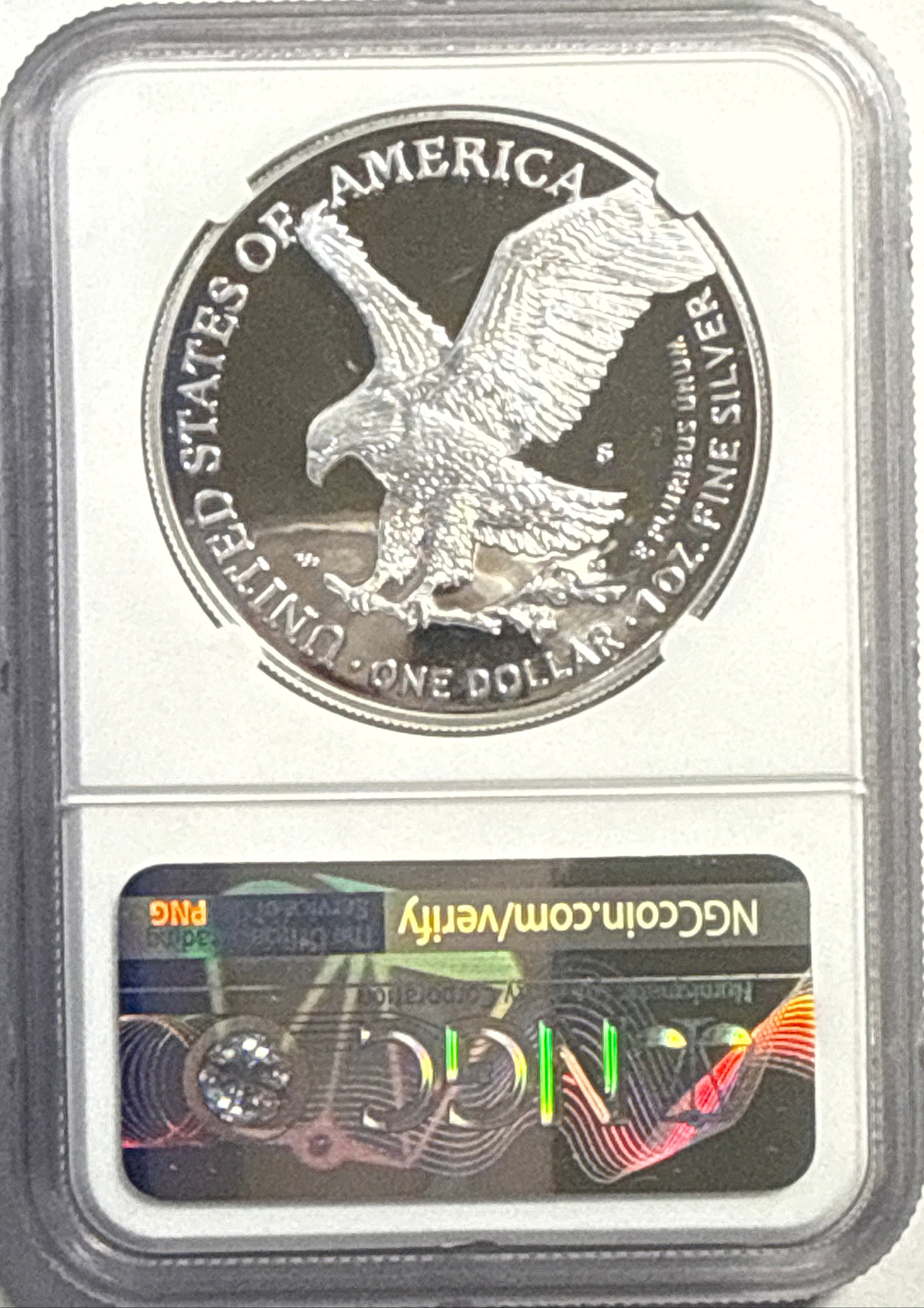 2021-S American Silver Eagle $1 Eagle Landing T-2 NGC FDI PF70 UCAM Michael Gaudioso Hand-Signed.