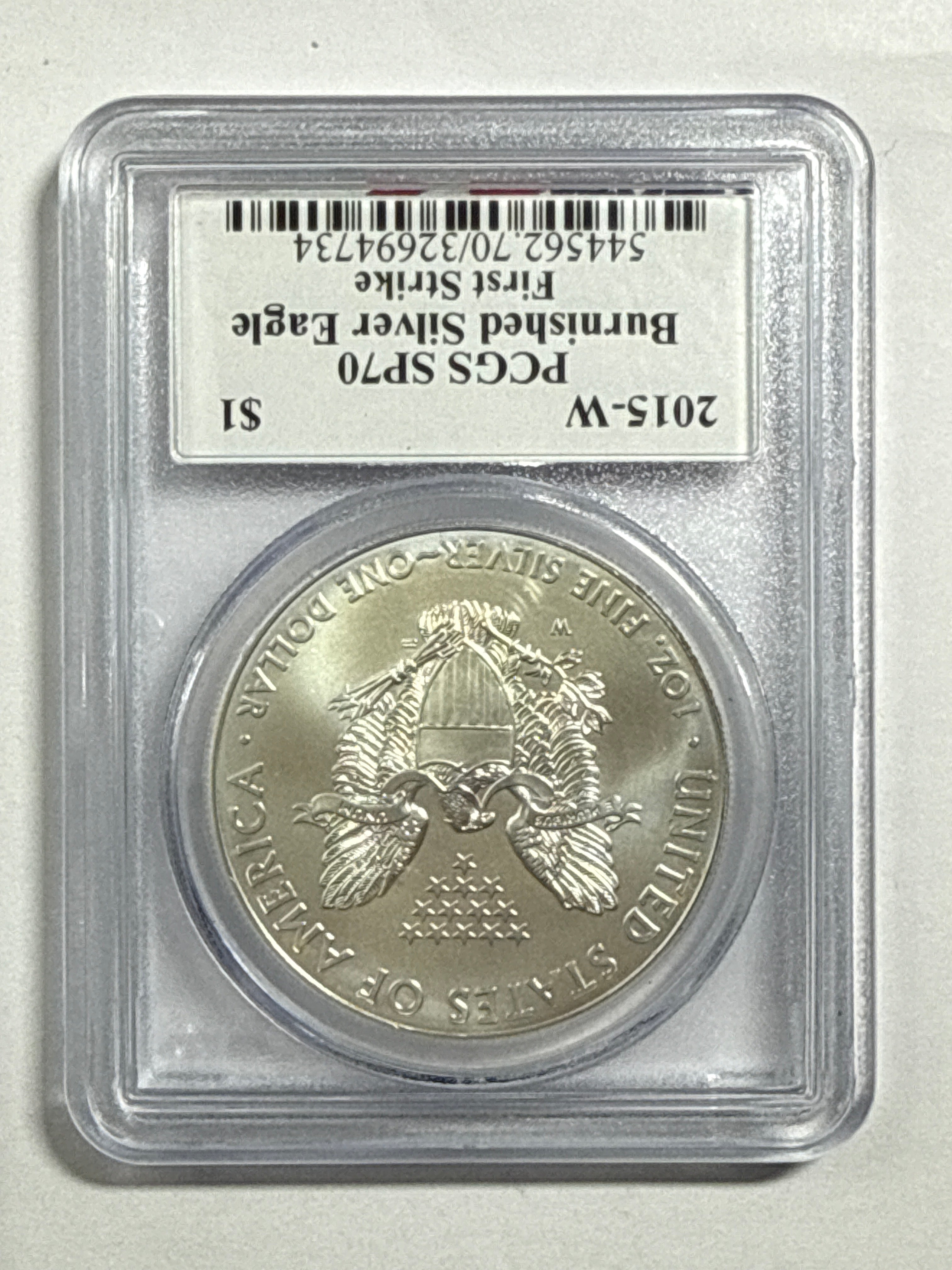 2015-W Burnished American Silver Eagle PCGS SP70 FS Edmund Moy