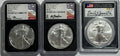 2021-W Burnished American Silver Eagle 3 Piece Set T-2 NGC MS70 FDOI FL Mercanti/Gaudioso/Damstra