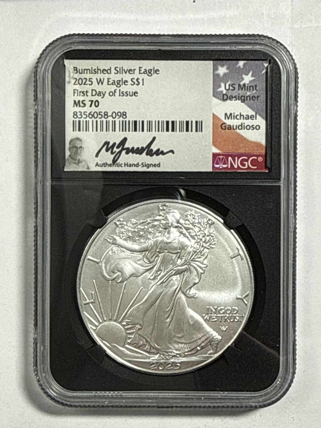 2025-W Burnished American Silver Eagle 5 Piece Set NGC MS70 FDOI Mercanti/Gaudioso/Ryder/Frost/Damstra with sisplay box