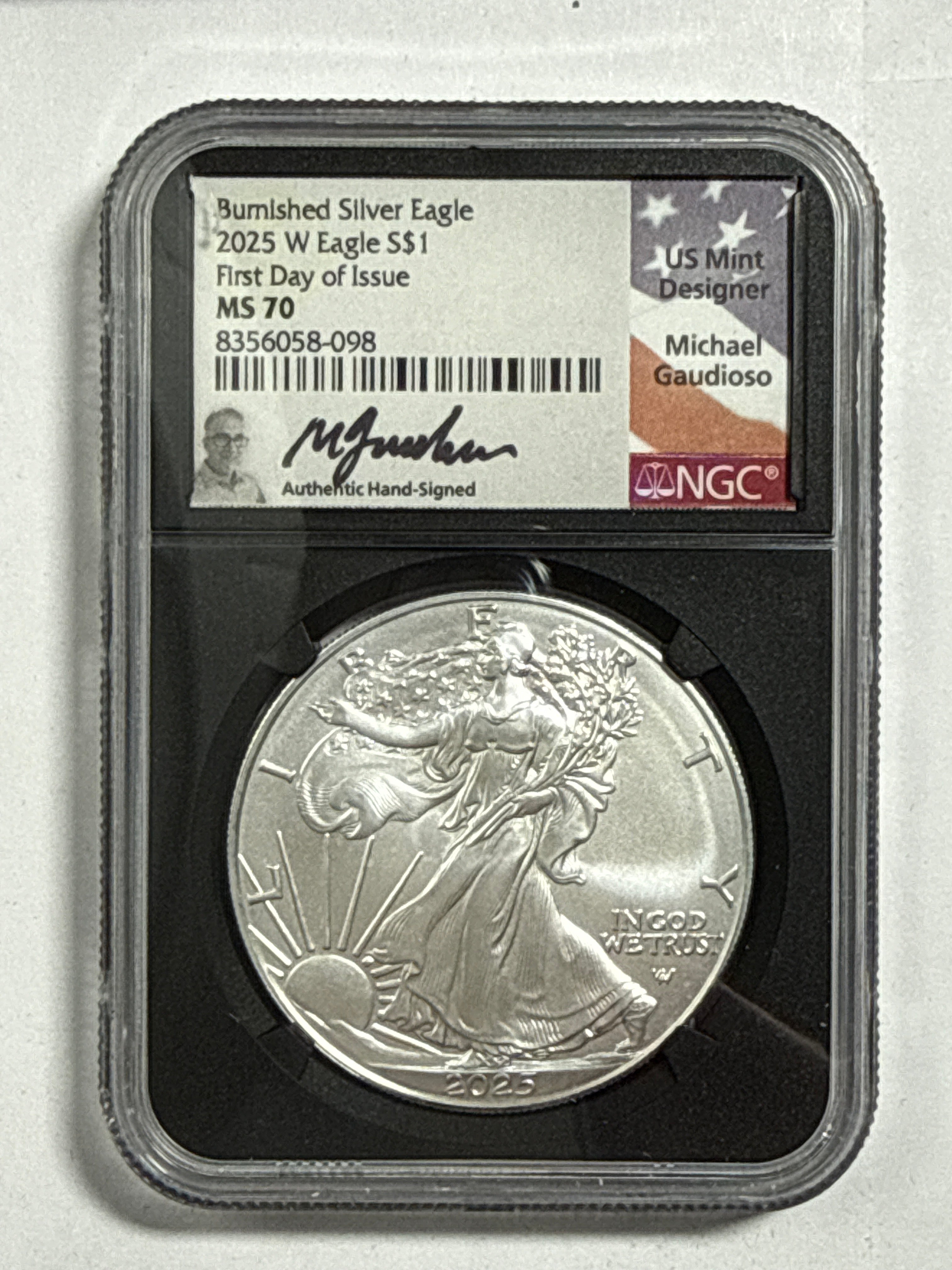 2025-W Burnished American Silver Eagle 5 Piece Set NGC MS70 FDOI Mercanti/Gaudioso/Ryder/Frost/Damstra with sisplay box