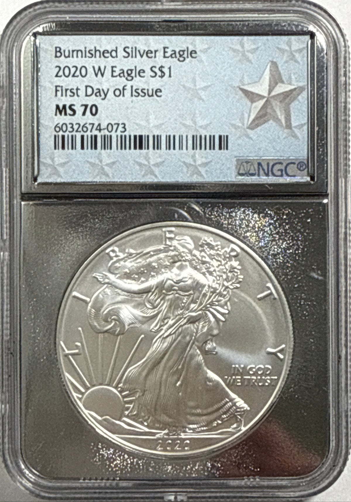 2020-W Burnished American Siver Eagle $1 NGC ER MS70 Star Label