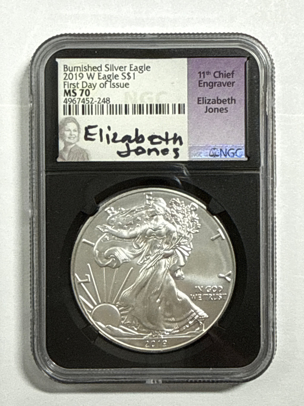 2019-W Burnished American Silver Eagle 3 Piece Set NGC MS70 FDOI Mercanti/Jones/Moy with display box
