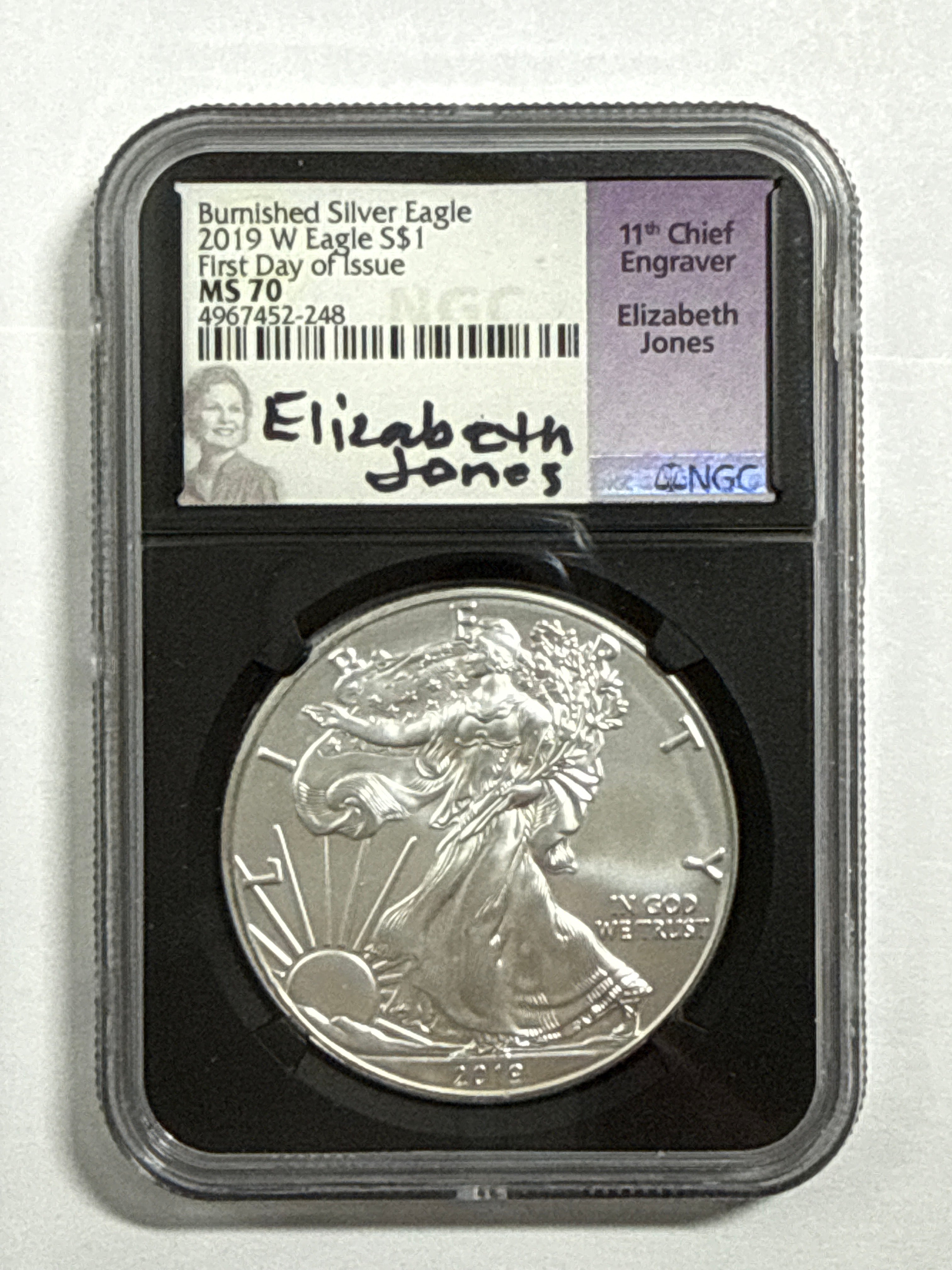 2019-W Burnished American Silver Eagle 3 Piece Set NGC MS70 FDOI Mercanti/Jones/Moy with display box